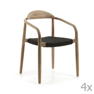 Dřevěná židle s čeným sedákem Kave Home Glynis