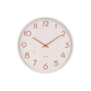 Bílé nástěnné hodiny z lipového dřeva Karlsson Pure Medium, ø 40 cm
