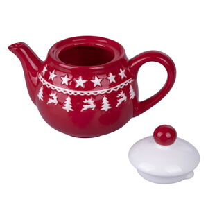 Červeno-bílá vánoční keramická konvice na čaj 520 ml Xmas - Villa d'Este