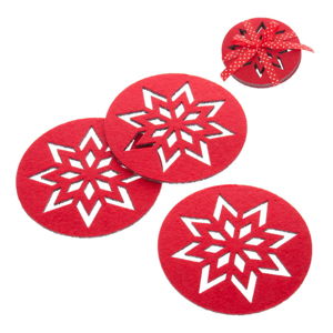 Sada 4 červených vánočních tácků Unimasa Snowflake