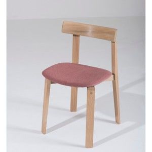 Jídelní židle z masivního dubového dřeva s růžovým sedákem Gazzda Nora