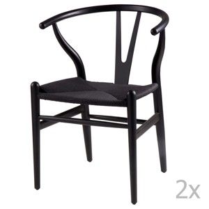 Sada 2 černých dřevěných jídelních židlí sømcasa Ada