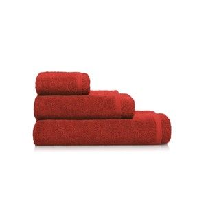 Sada 2 červených bavlněných ručníků a osušky Maison Carezza Marshan