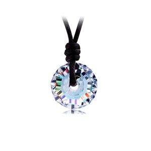 Kožený náhrdelník s krystalem Swarovski Elements Crystals Aura
