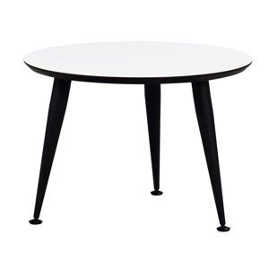 Bílý konferenční stolek s černými nohami Folke Strike, výška 47 cm x ∅ 56 cm