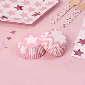 Sada 100 papírových košíčků na muffiny Neviti Little Star Pink