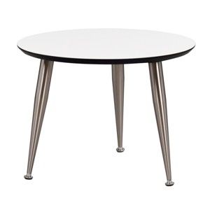 Bílý konferenční stolek s nohami ve stříbrné barvě Folke Strike, výška 47 cm x ∅ 56 cm