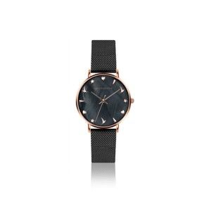 Dámské hodinky s černým páskem z nerezové oceli Emily Westwood Aura