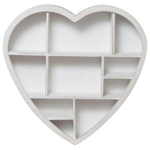 Dřevěná nástěnná bílá knihovna Crido Consulting Heart, 61 x 60 cm