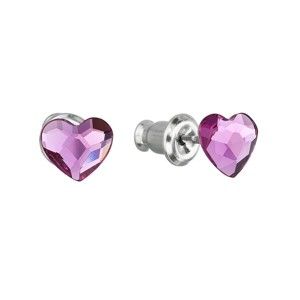 Růžové náušnice se Swarovski krystaly ve tvaru srdce Je Veux Heart, ⌀ 7 mm