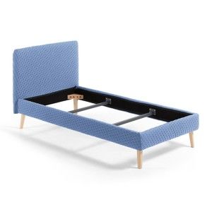 Modrá jednolůžková čalouněná postel La Forma Lydia Dotted, 90 x 190 cm