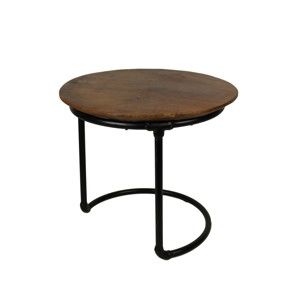Odkládací stolek s deskou z teakového dřeva HSM collection Pipe, ⌀ 48 cm