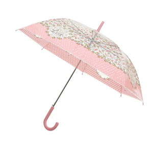 Transparentní holový deštník Ambiance Pink Flowers, ⌀ 103 cm