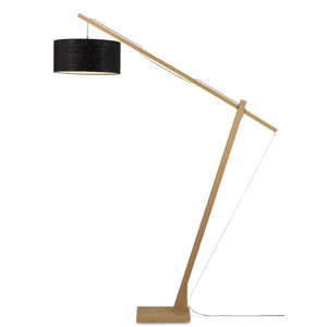 Stojací lampa s černým stínidlem a konstrukcí z bambusu Good&Mojo Montblanc