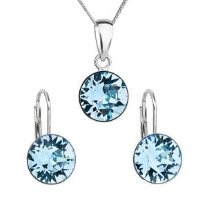 Set 2 stříbrných náušnic a náhrdelníku se Swarovski krystaly v modré barvě Je Veux Mismo