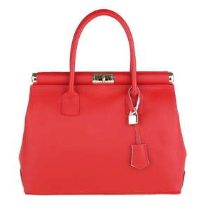 Červená kožená kabelka Chicca Borse Lady