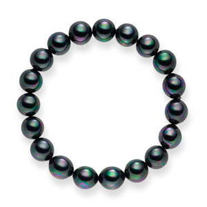 Perlový náramek Nova Pearls Copenhagen Aurelie Dark Grey, délka 21 cm
