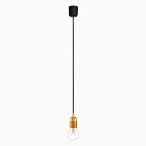 Závěsné svítidlo s černým kabelem a objímkou ve zlaté barvě Bulb Attack Uno