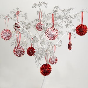 Sada 10 vánočních papírových dekorací na stromeček Neviti Red Dots
