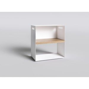 Bílý noční stolek s deskou z dubového dřeva take me HOME, 50 x 30 cm