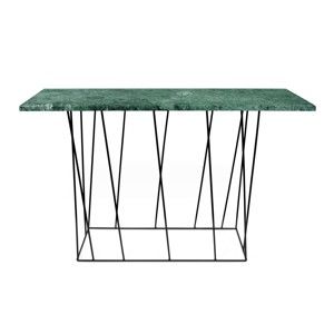 Zelený mramorový konzolový stolek s černými nohami TemaHome Helix