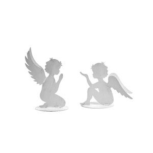 Sada 2 dekorativních andělů z kovu Ego Dekor Angels, výška 16,5 cm