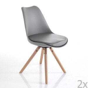 Sada 2 šedých jídelních židlí Tomasucci Kiki Wood