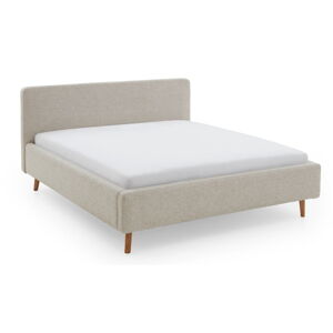 Béžová čalouněná dvoulůžková postel s úložným prostorem s roštem 180x200 cm Mattis – Meise Möbel