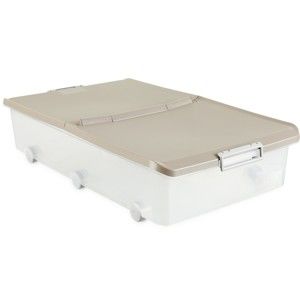 Průhledný úložný box pod postel na kolečkách s béžovým víkem Ta-Tay Storage Box