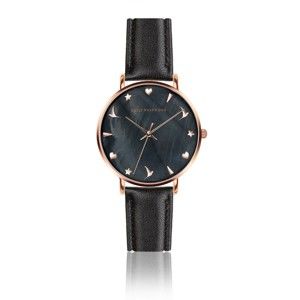 Dámské hodinky s černým páskem z pravé kůže Emily Westwood Noir