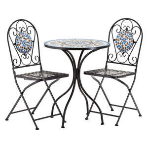 Set 2 modro-hnědých zahradních židlí a stolku Premier Housewares Amalfi
