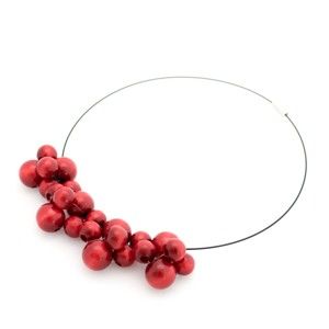 Červený dřevěný náhrdelník Ko–ra–le Bubbles