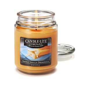 Vonná svíčka ve skle s vůní pomeranče a vanilky Candle-Lite, doba hoření až 110 hodin