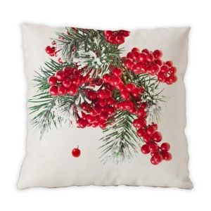 Oboustranný bavlněný polštářek Berries Christmas, 40 x 40 cm