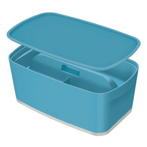 Modrý úložný box s víkem a organizérem Leitz Cosy, objem 5 l
