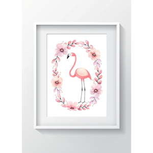 Nástěnný obraz OYO Kids Flower Ring Flamingo, 24 x 29 cm