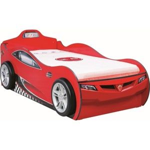 Červená dětská postel ve tvaru auta s úložným prostorem Coupe Carbed With Friend Bed Red, 90 x 190 cm