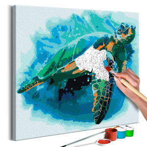 DIY set na tvorbu vlastního obrazu na plátně Artgeist Turtle, 40 x 40 cm