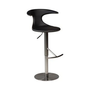 Černá barová nastavitelná židle s koženým sedákem DAN-FORM Denmark Flair
