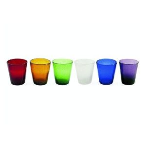 Sada 6 barevných sklenic z foukaného skla Villa d'Este Cancun Agua, 240 ml