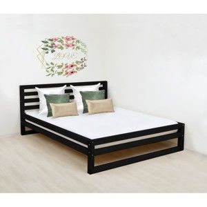 Černá dřevěná dvoulůžková postel Benlemi DeLuxe, 200 x 190 cm