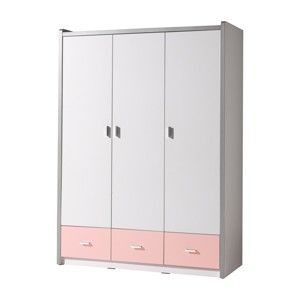 Bílo-růžová šatní skříň Vipack Bonny, 202 x 140,5 cm