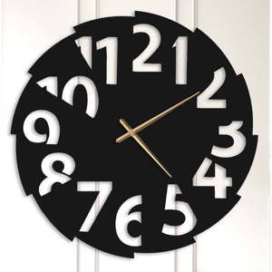 Černé kovové nástěnné hodiny Elmer