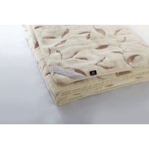 Krémová deka z merino vlny Royal Dream Leaves, 220 x 200 cm