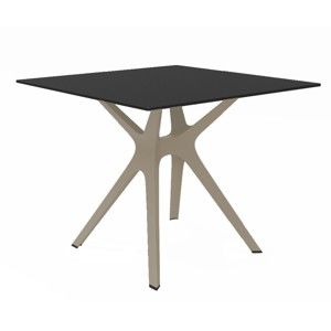 Jídelní stůl s hnědýma nohama a černou deskou vhodný do exteriéru Resol Vela, 90 x 90 cm