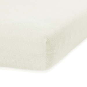 Krémově bílé elastické prostěradlo s vysokým podílem bavlny AmeliaHome Ruby, 100/120 x 200 cm