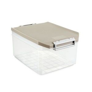 Průhledný úložný box s béžovým víkem Ta-Tay Storage Box, 14 l