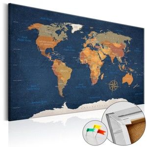 Nástěnka s mapou světa Artgeist Ink Oceans, 90 x 60 cm