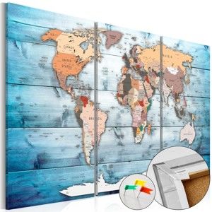Vícedílná nástěnka s mapou světa Artgeist Sapphire Travels, 120 x 80 cm