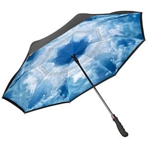 Modrý golfový deštník Von Lilienfeld Hamburg Sky FlicFlac, ø 110 cm